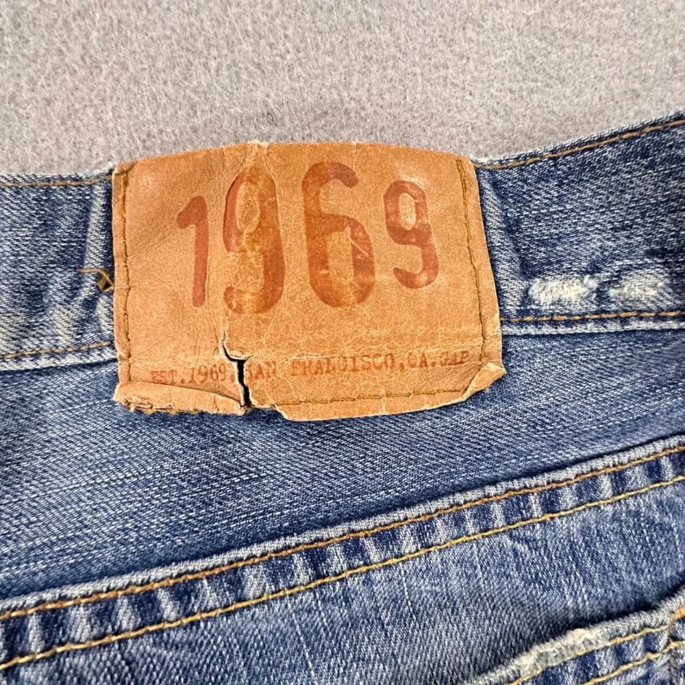 Vintage Y2K Gap 1969 Loose Boot Fit Jeans Mens 40x30 Blue Button Fly Cotton